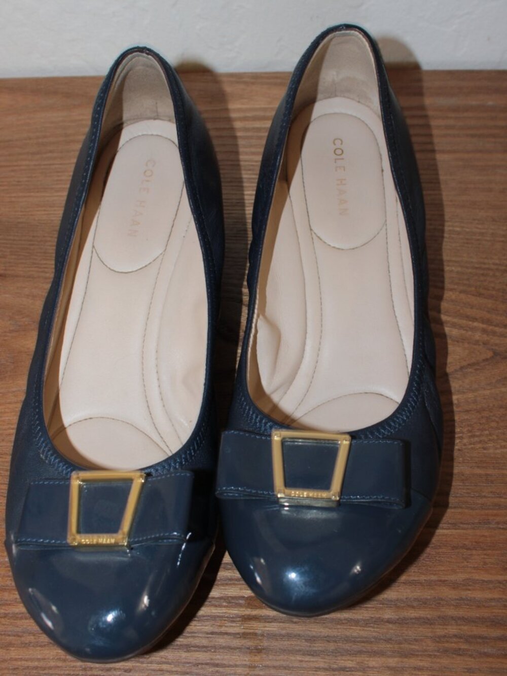 Cole Haan Blue Patent Leather Grand OS Wedge Flats